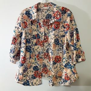 Breckenridge Floral Button Down Top Size 1X